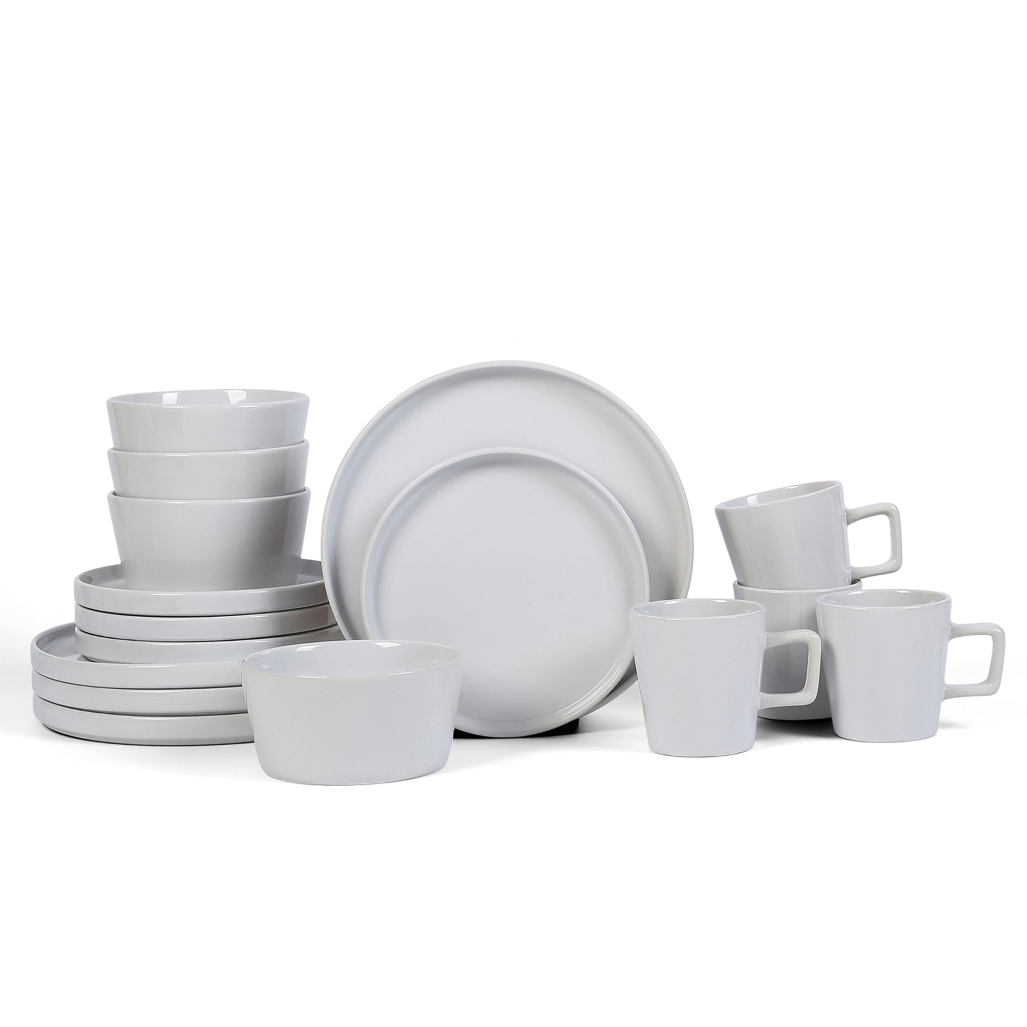 mercvo mercvoware Dinnerware mercvo - White: Modern, Versatile 4 or 8 - Person mercvo in Ceramic with Nesting Functionality