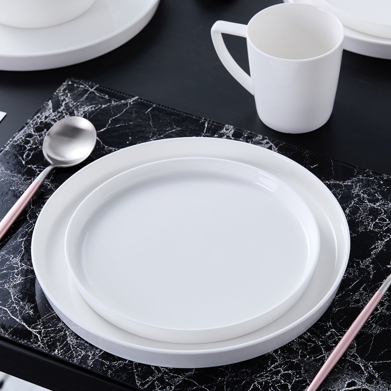 mercvo Bone China Dinnerware mercvo - White, mercvoilable for Service of 4 or 8, Ideal for All Occasions and Modern Homes