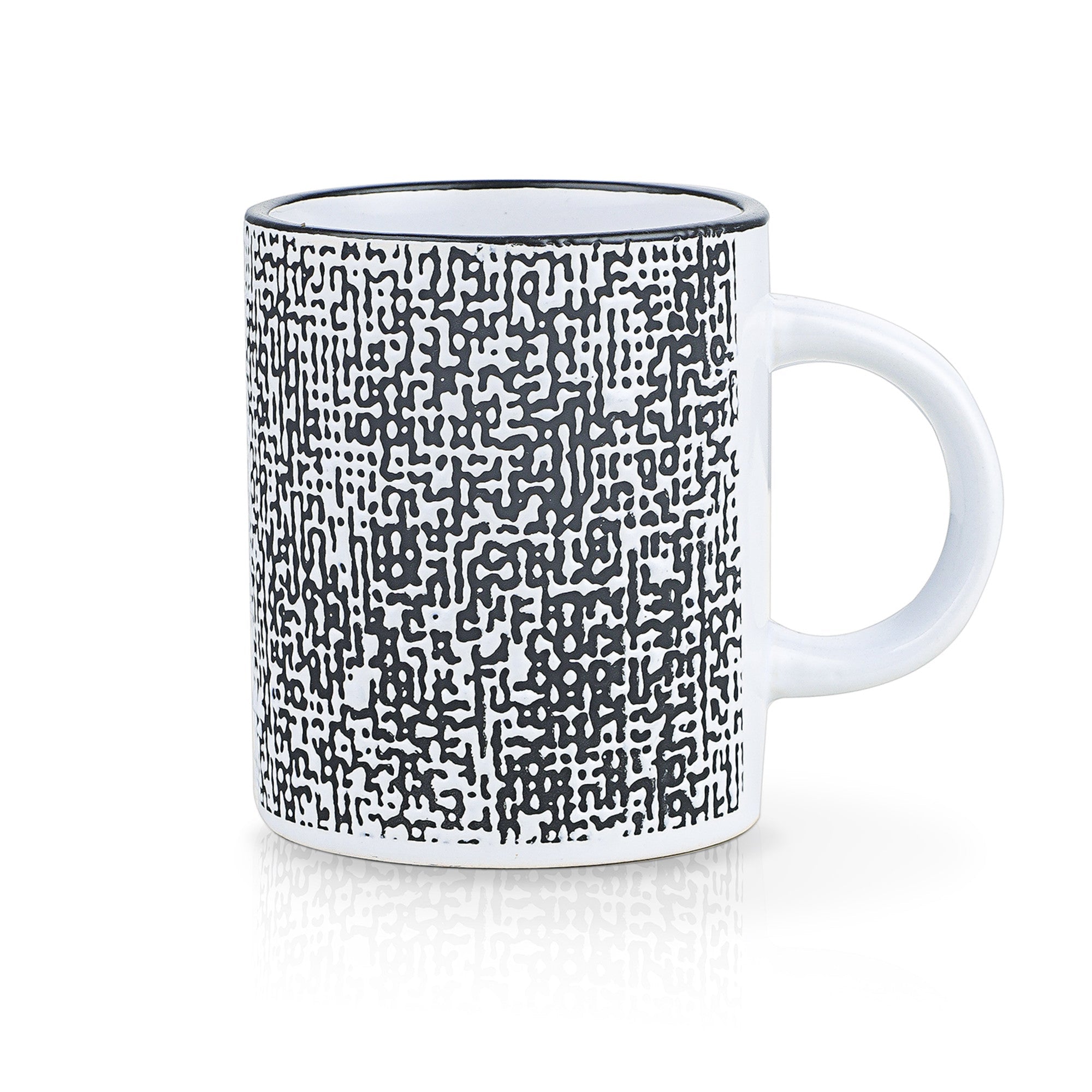 mercvo mercvoware Mug mercvo - 4 Piece White And Black Ceramic Mugs with Abstract Design for Hot Beverages