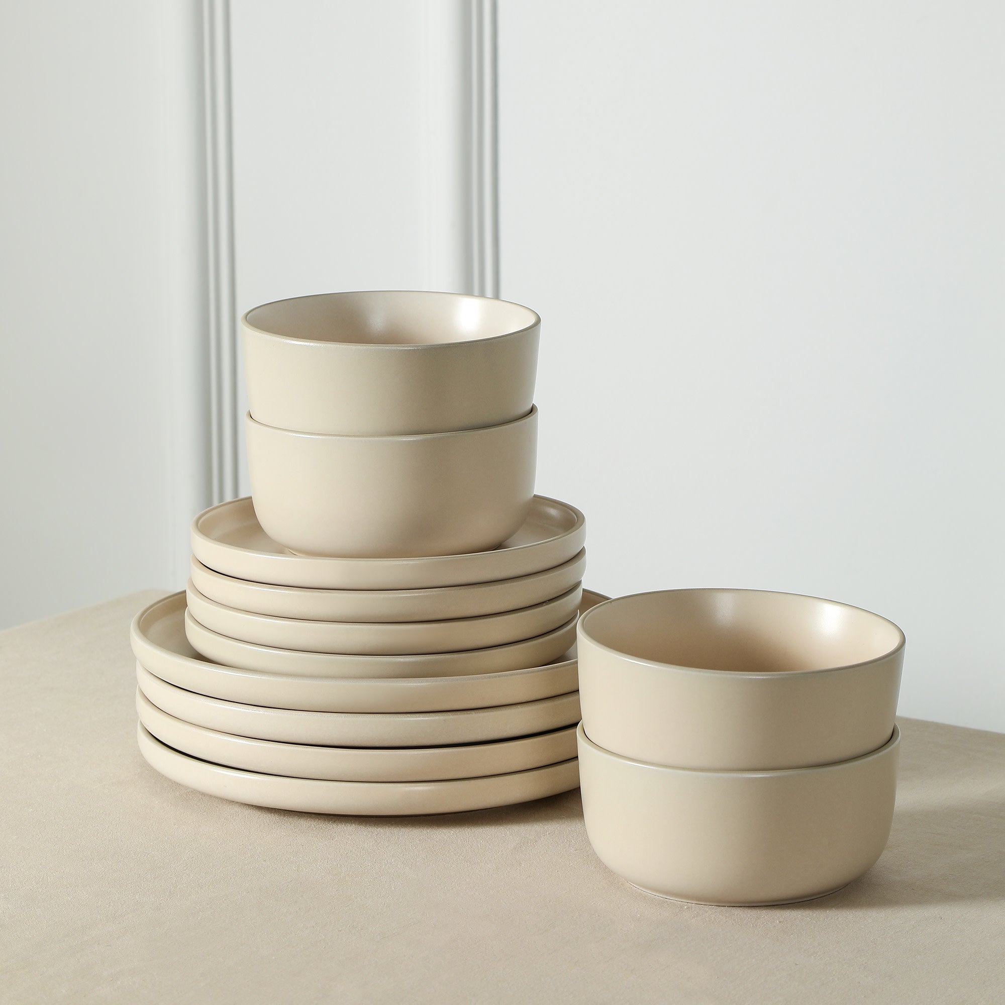 mercvo mercvoware Dinnerware mercvo in Beige – High – Quality, Minimalist, Service for 4 or 8, Ideal for Everyday Dining
