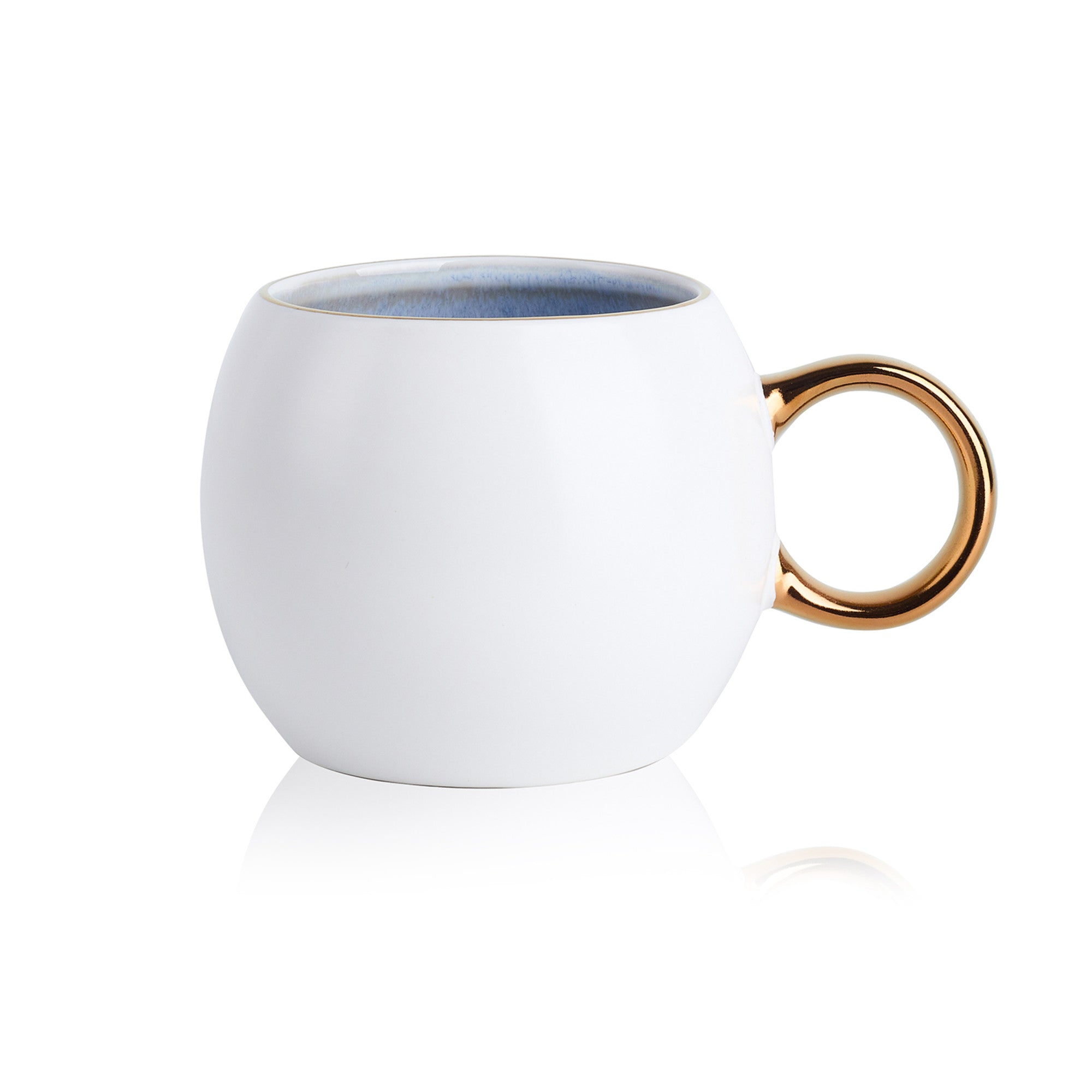 mercvo + Lain mercvo Porcelain Mug mercvo - Blue | 4 Piece mercvo with Gold Accents, Stackable Design, Ideal for Hot Beverages