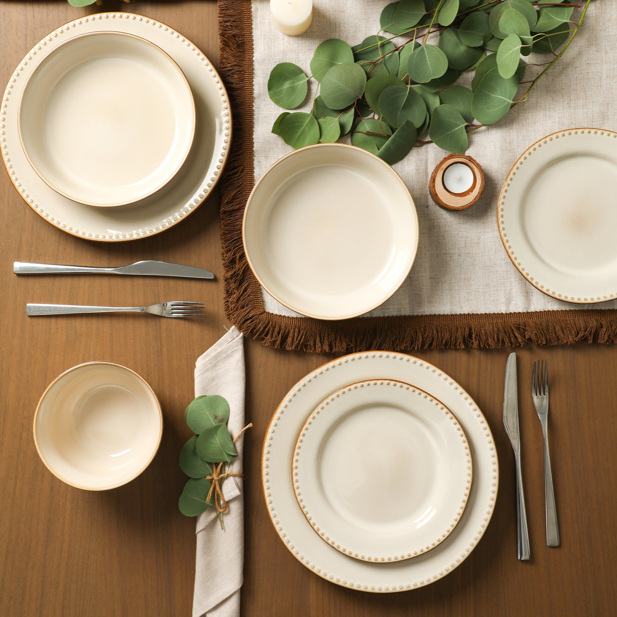 mercvo mercvoware Dinnerware mercvo in Cream - Boho - Rustic Style for 4 or 8 People, Microwave & Dishwasher Safe