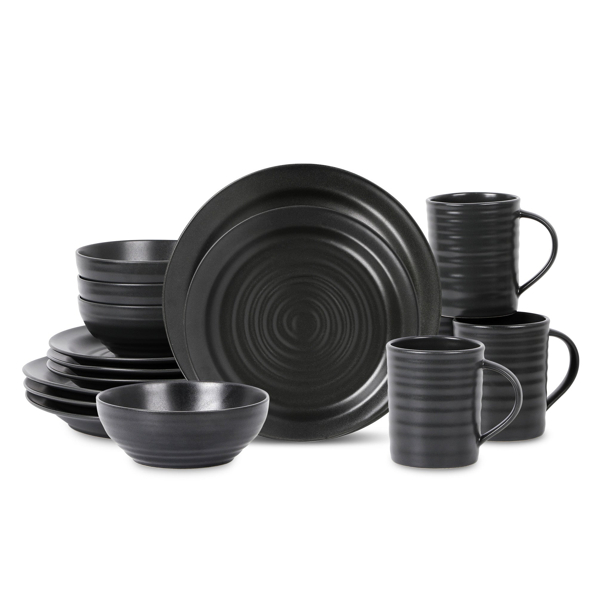 mercvo mercvoware Dinnerware mercvo in Charcoal - Complete with Cereal Bowls and Mugs, Ideal for Modern Kitchens and Daily Dining