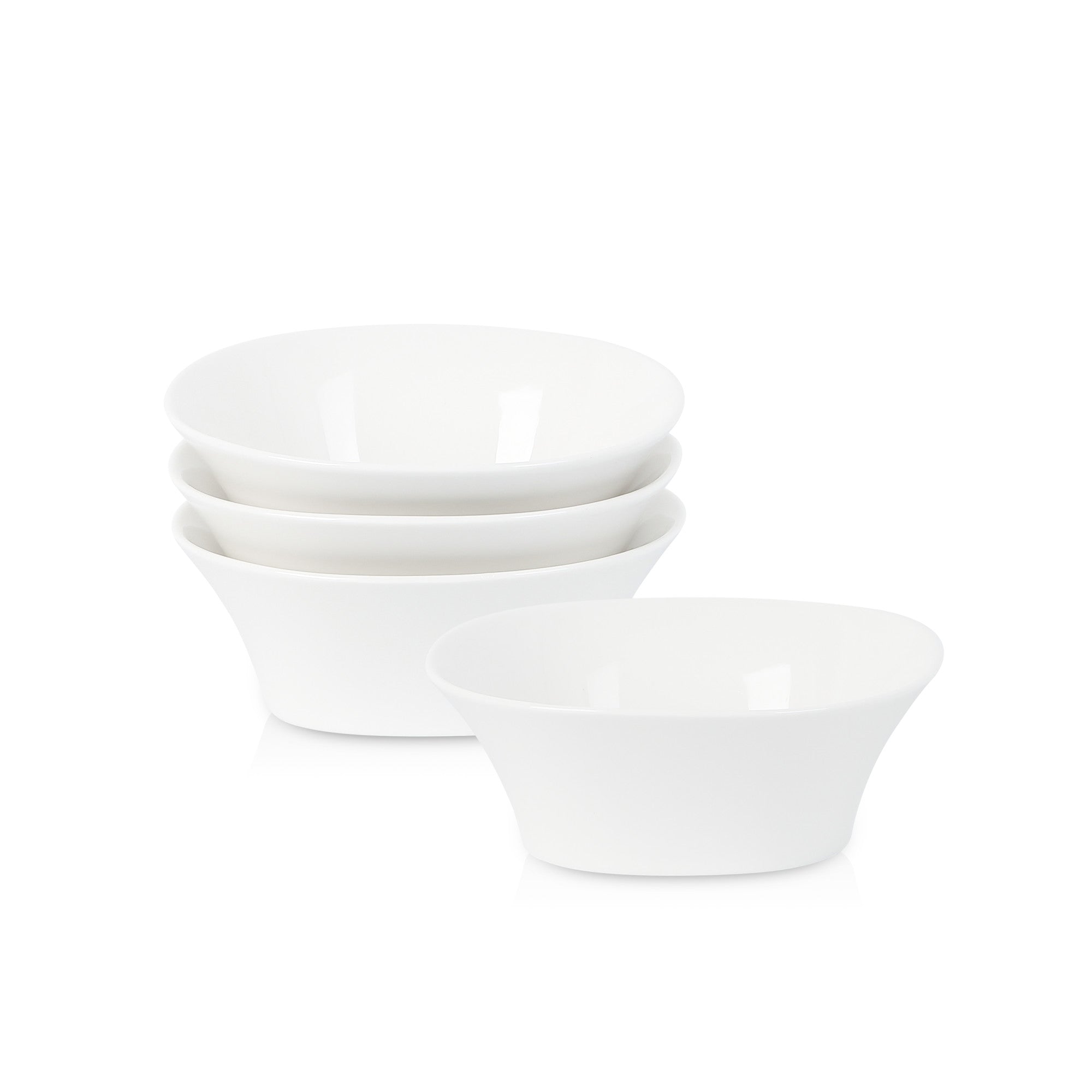 mercvo Porcelain Bowl - White: 4 - Piece mercvo of Shallow, Stackable Bowls for Small Portions, Ideal for Any Dining Occasion