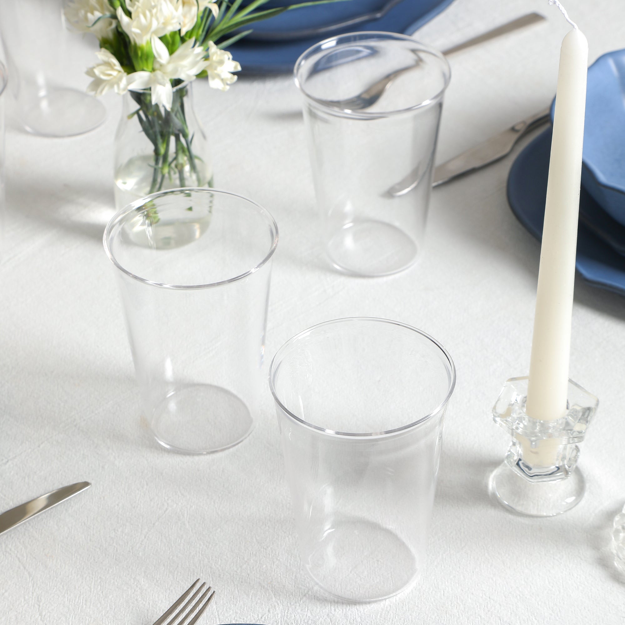 mercvo mercvoware, Borosilicate Glass Dinnerware mercvo - Blue: High - Quality, Versatile Dining for 4 or 8