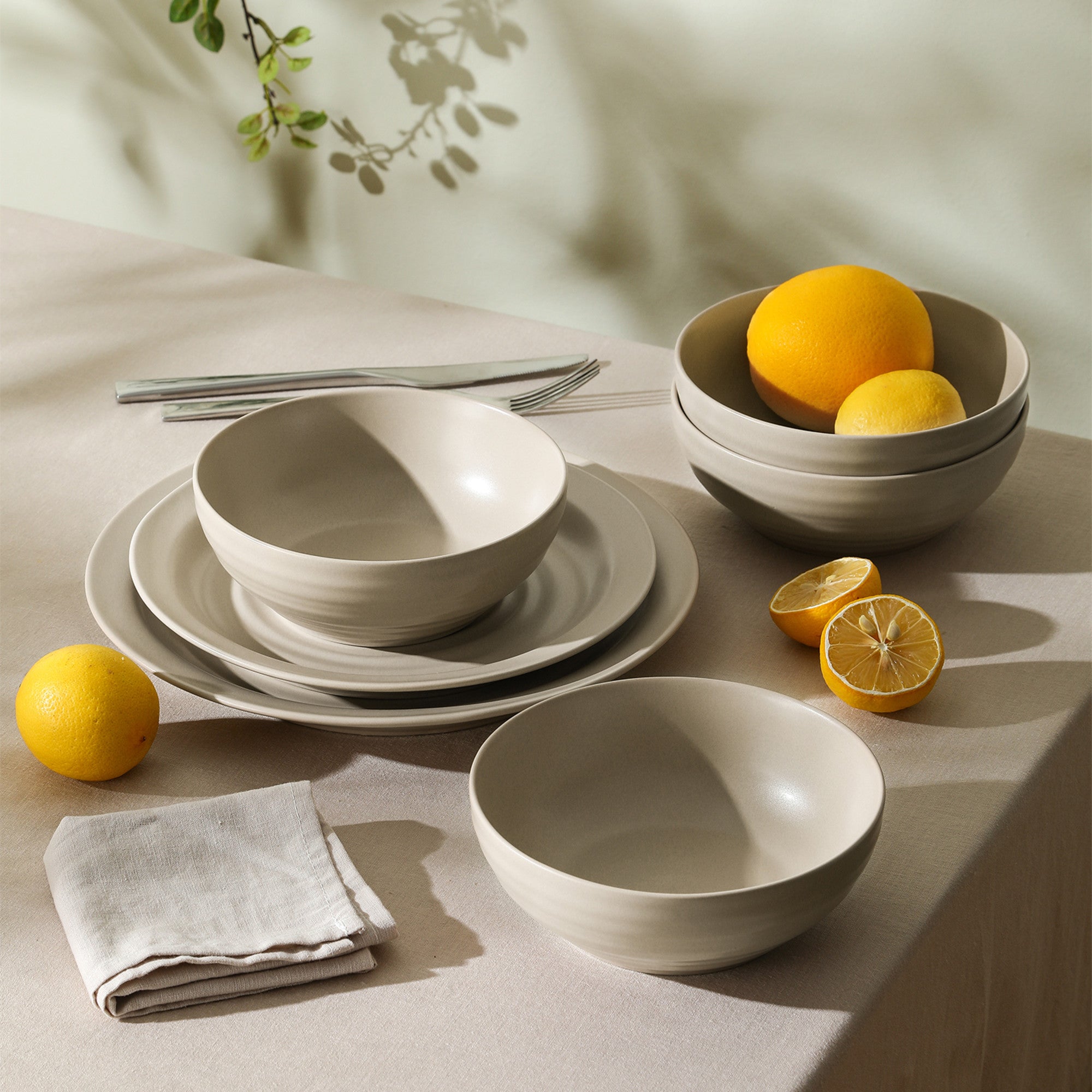 mercvo mercvoware Dinnerware mercvo with Cereal Bowls in Beige - mercvoilable for Service of 4 or 8, Ideal for Everyday and Special Occasions