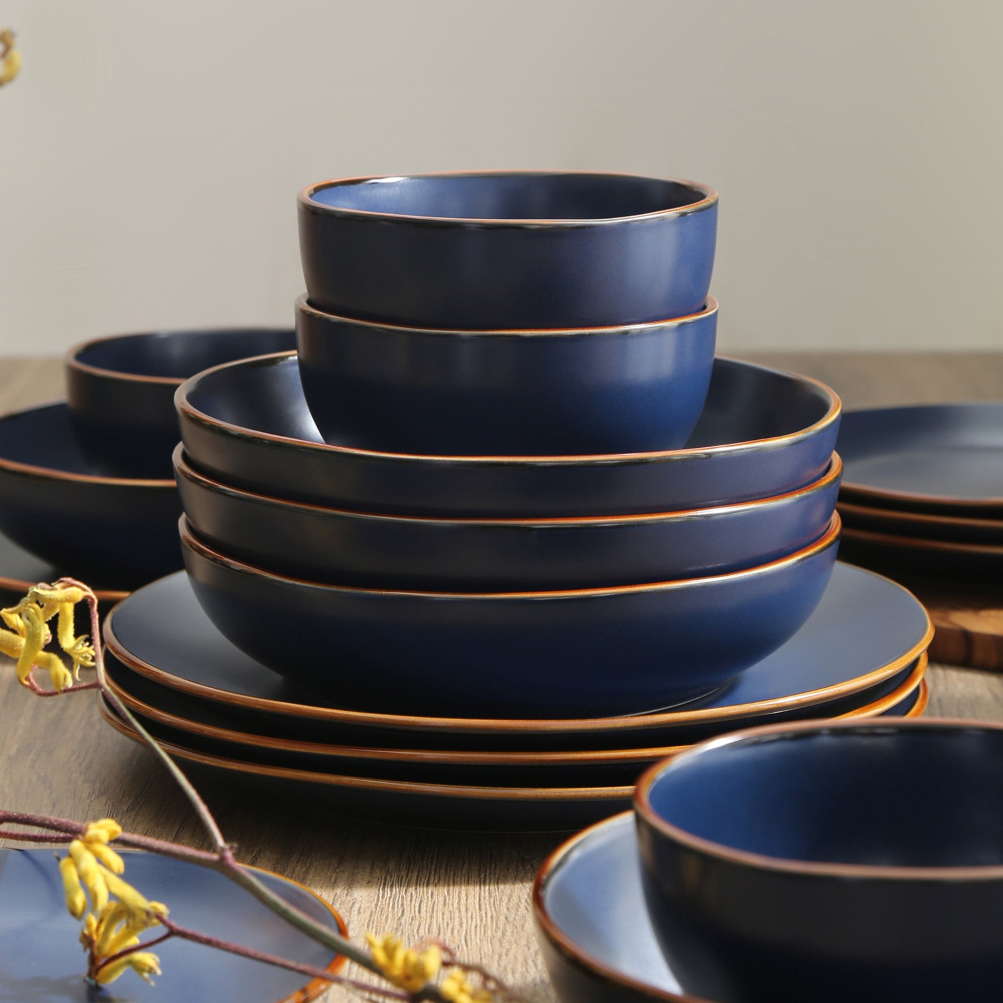 mercvo mercvoware Dinnerware mercvo in Blue - 4 or 8 - Person Service, Ceramic, Stackable, Heat - Resistant for Everyday and Special Occasions