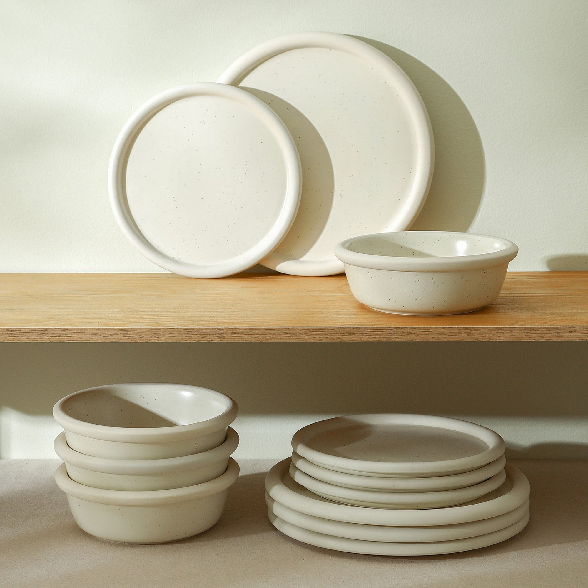 mercvo mercvoware Dinnerware mercvo - White: Stackable, Speckled, Ideal for Everyday Dining, mercvoilable for Service of 4 or 8