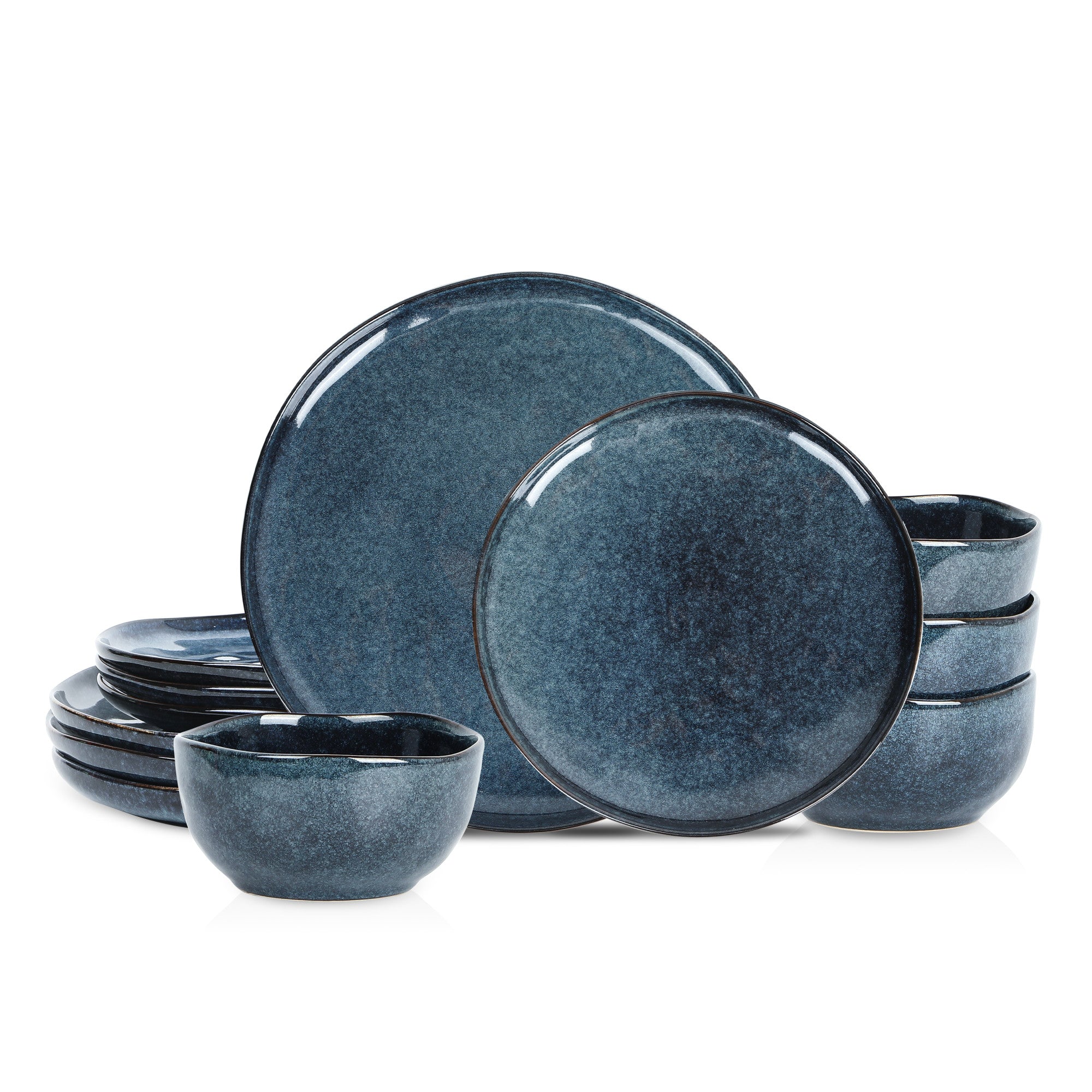 mercvo mercvoware Dinnerware mercvo in Blue - Service for 4 or 8, Microwave & Dishwasher Safe, Stackable & Stylish