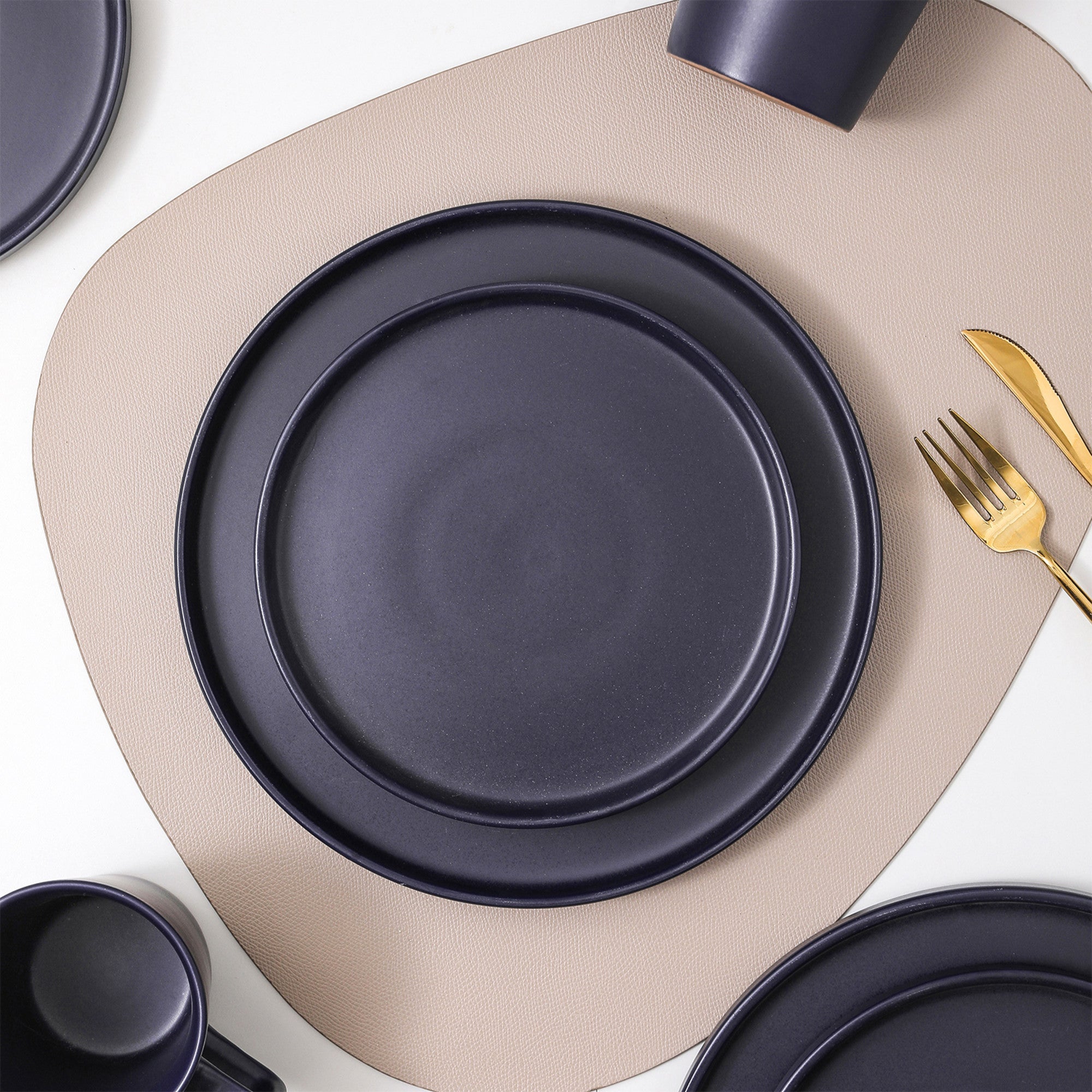 mercvo mercvoware Dinnerware mercvo - Dark Blue: Minimalist, Durable & Versatile for 4 or 8 People