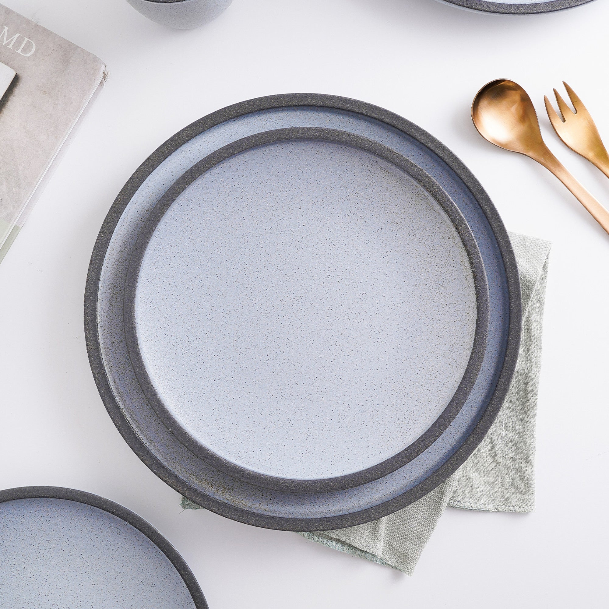 mercvo mercvoware Dinner Plate mercvo - Blue And Gray | 4 Plates, 10 - 12 Inches, Microwave & Dishwasher Safe, Ideal for Modern Dining