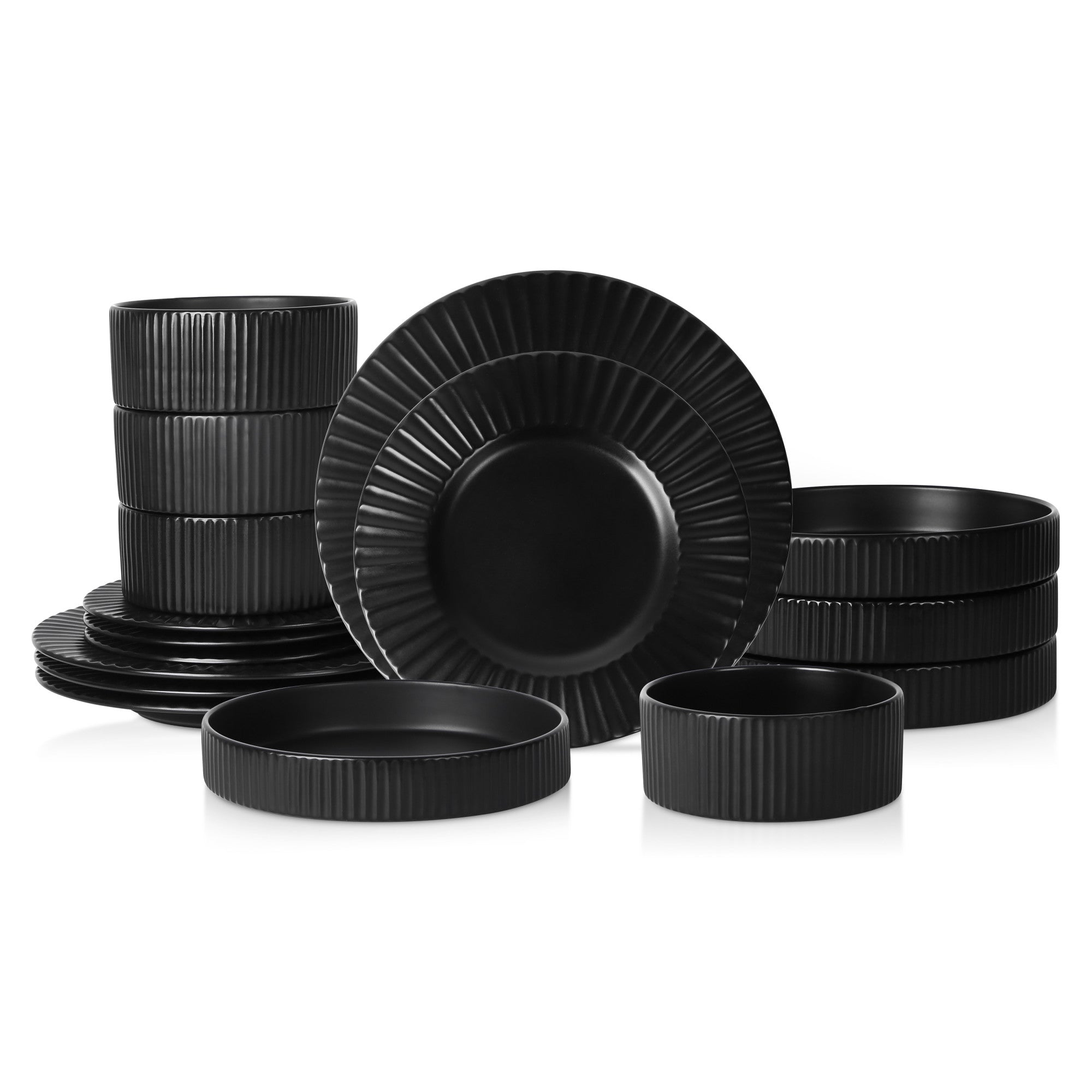 mercvo mercvoware Dinnerware mercvo - Black | Modern, Stackable & Heat - Resistant | Service for 4 or 8