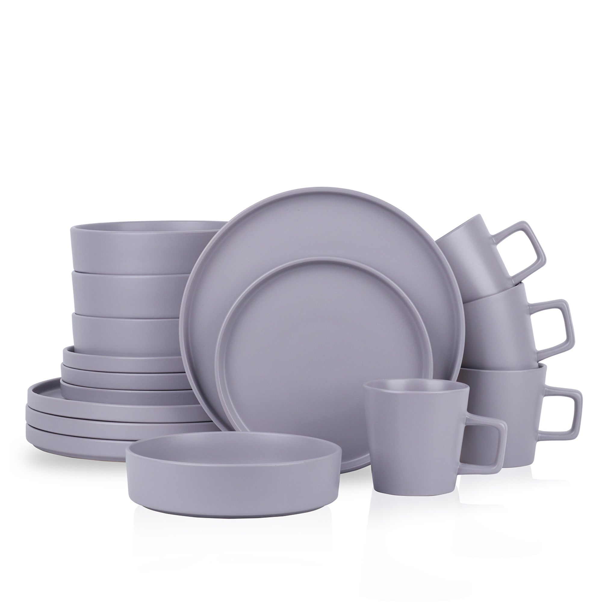 mercvo mercvoware Dinnerware mercvo in Light Purple - Ideal for 4 or 8 People, Stackable & Modern Design