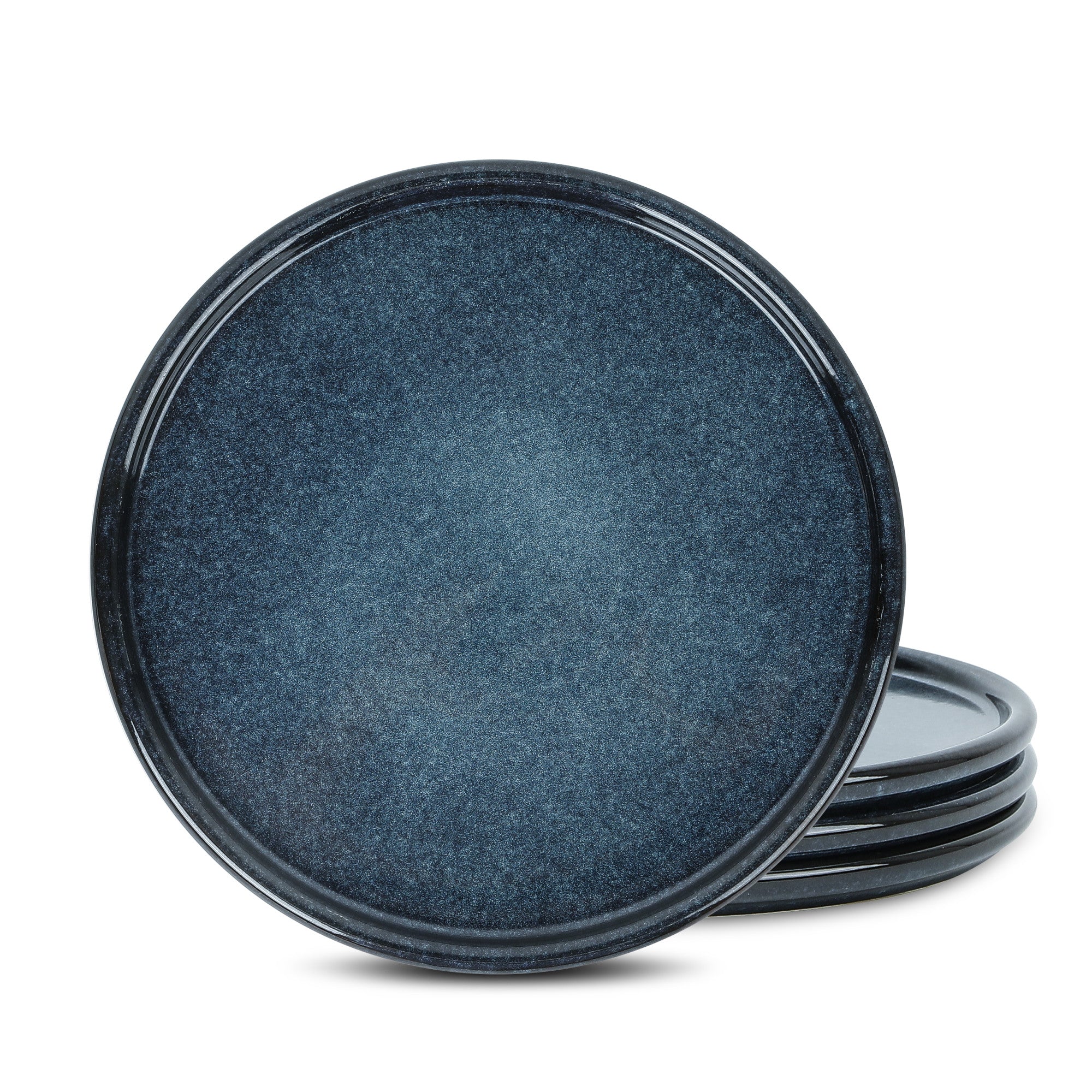 mercvo mercvoware Dinner Plate - Dark Blue: Nesting mercvo of Ceramic Plates/Coasters with Galaxy - Like Design, Multiple Sizes, Ideal for Home Decor & Daily Use