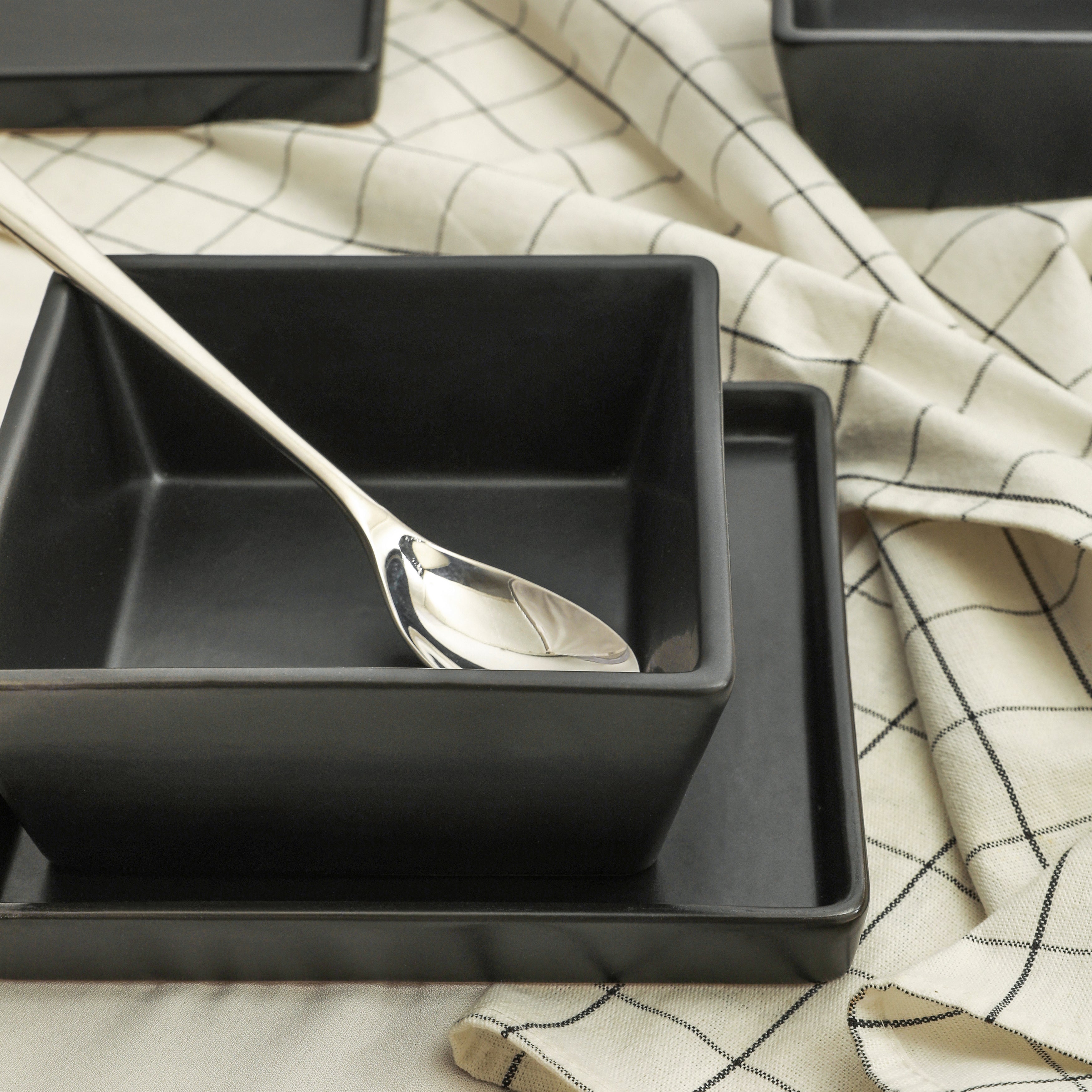 mercvo mercvoware Dinnerware mercvo in Black Matte - Ideal for Minimalist Dining, Service for 4 or 8, Nesting Design