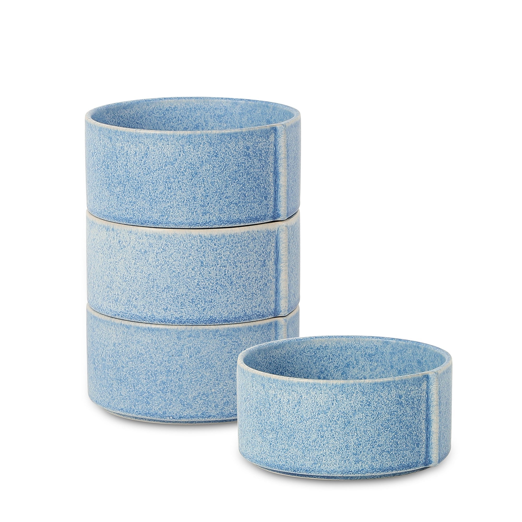 mercvo mercvoware Bowl - Blue: Stackable Ceramic Bowls with Marbled Blue Glaze, Ideal for Serving & Storage