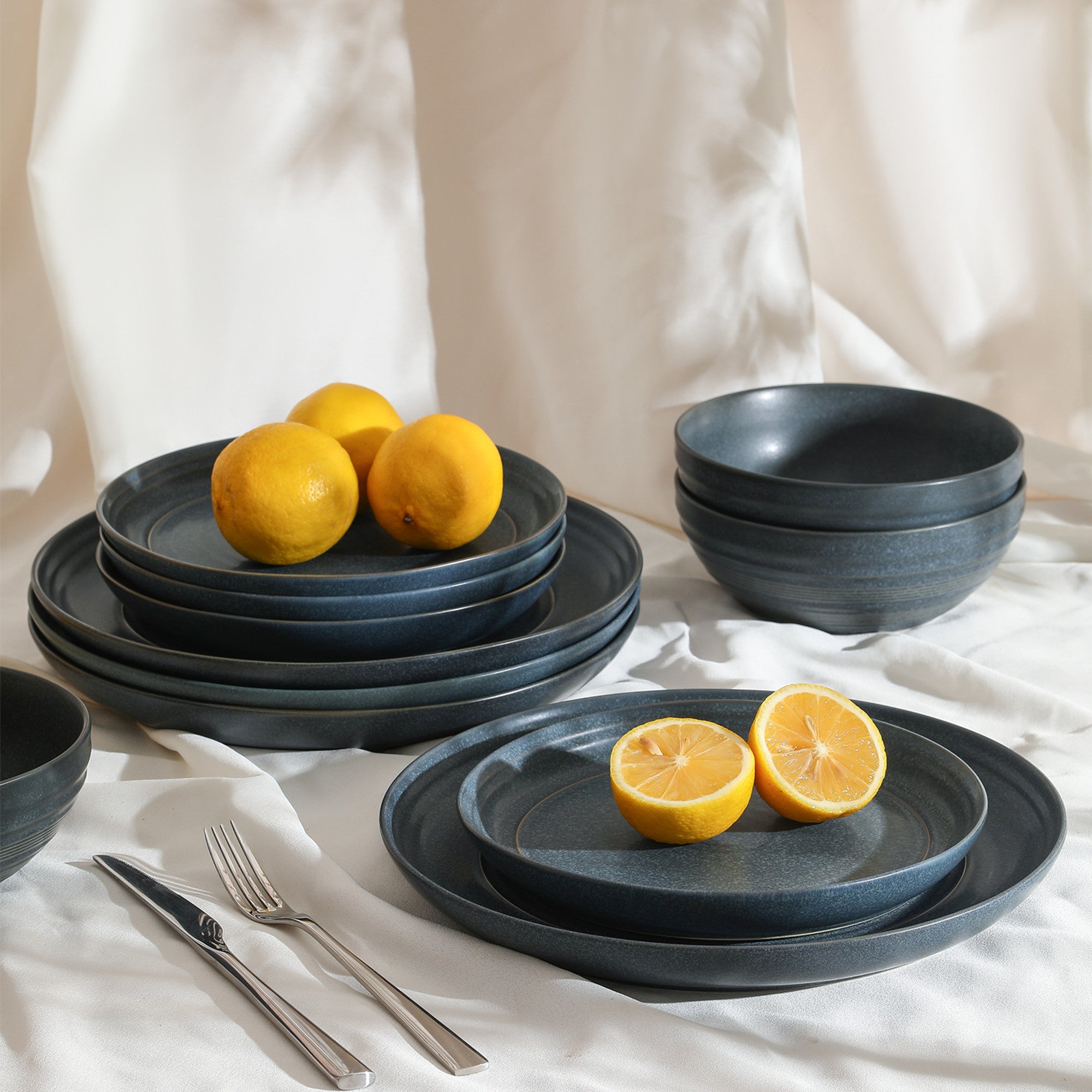 mercvo mercvoware Dinnerware mercvo - Blue: A Durable, Aesthetically Pleasing mercvo for 4 or 8, with Microwave and Dishwasher - Safe mercvoware