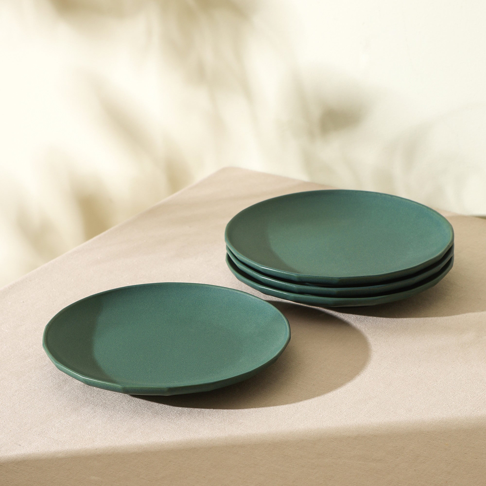 mercvo mercvoware Salad Plate - Green | Minimalist Modern Ceramic Plates for Dining, 8 - 10 Inches, Stackable