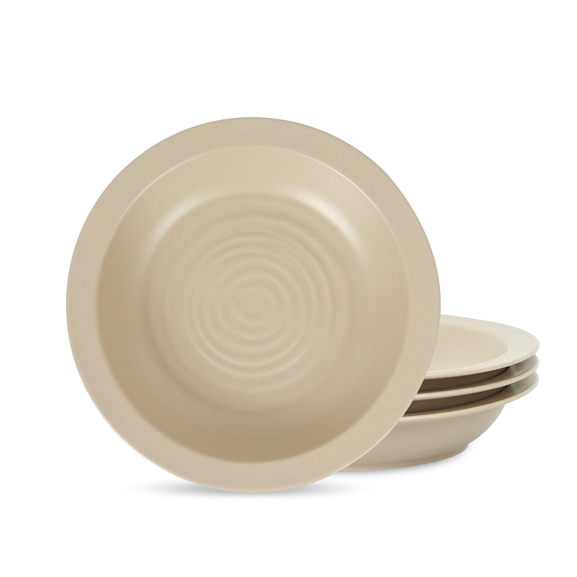mercvo mercvoware Pasta Bowl - Beige: A Stackable, Versatile & Modern Tableware mercvo in Light Beige with Ripple Design