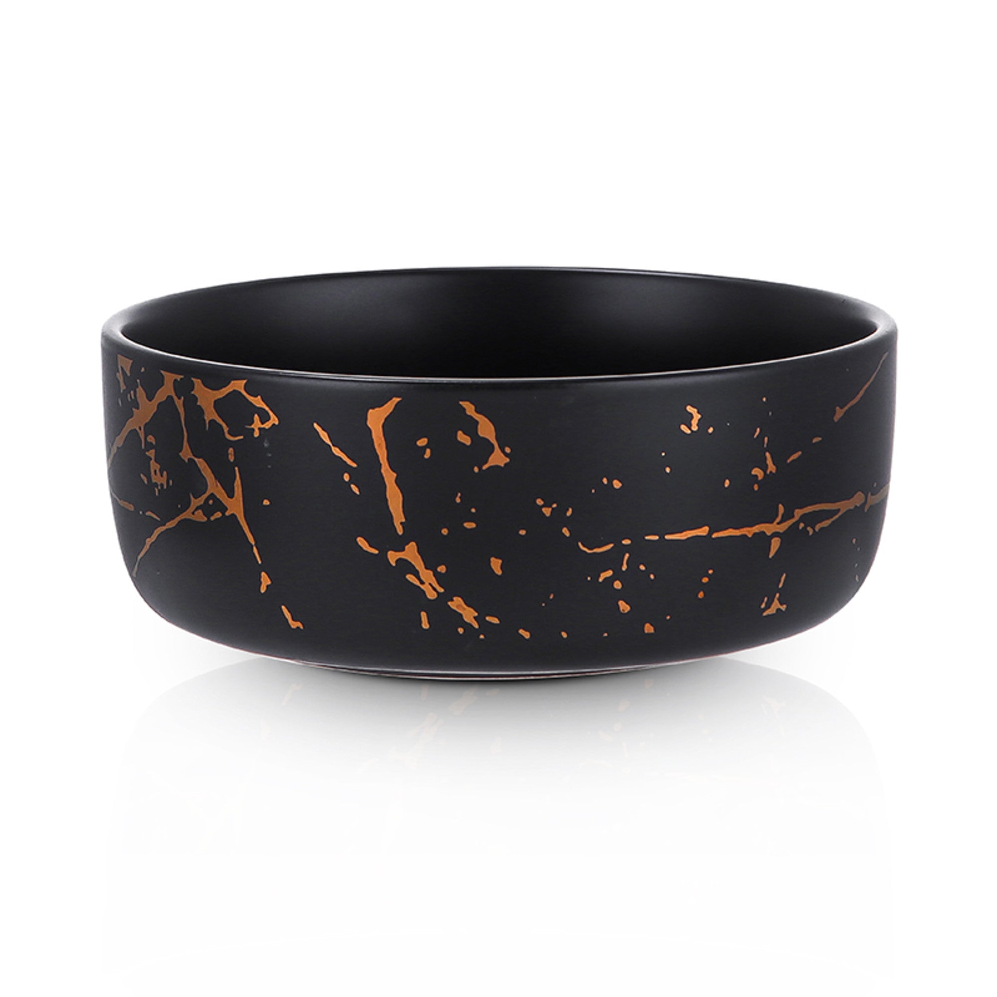 mercvo Porcelain Bowl - Black mercvo of 4 with Gold Marbling, Ideal for Dining & Decor, Small - Medium Size, Dishwasher Safe
